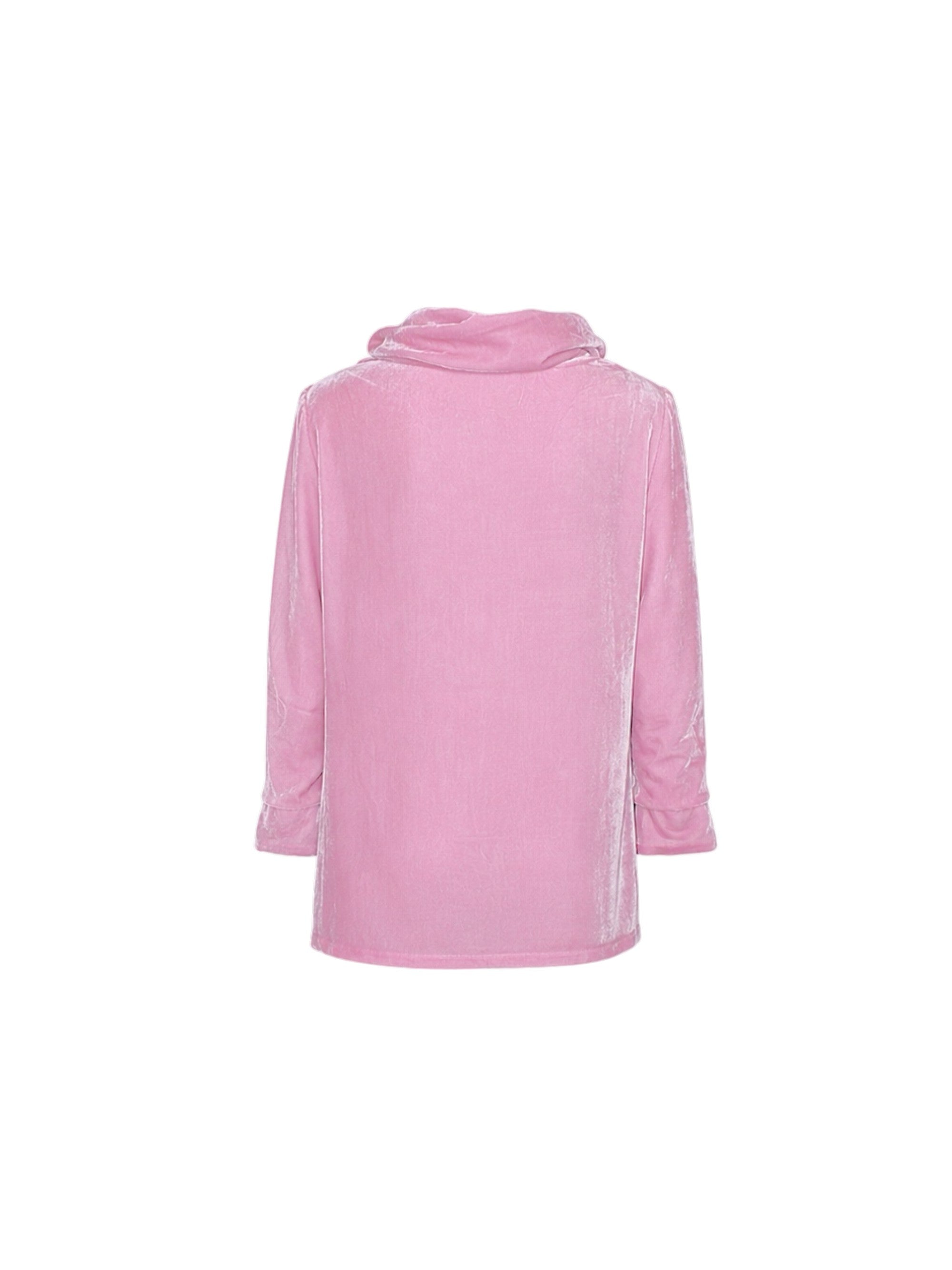 Pink hoodie with white stripes on sleeves against a white background