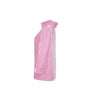 Pink raincoat with clear plastic panels on a white background