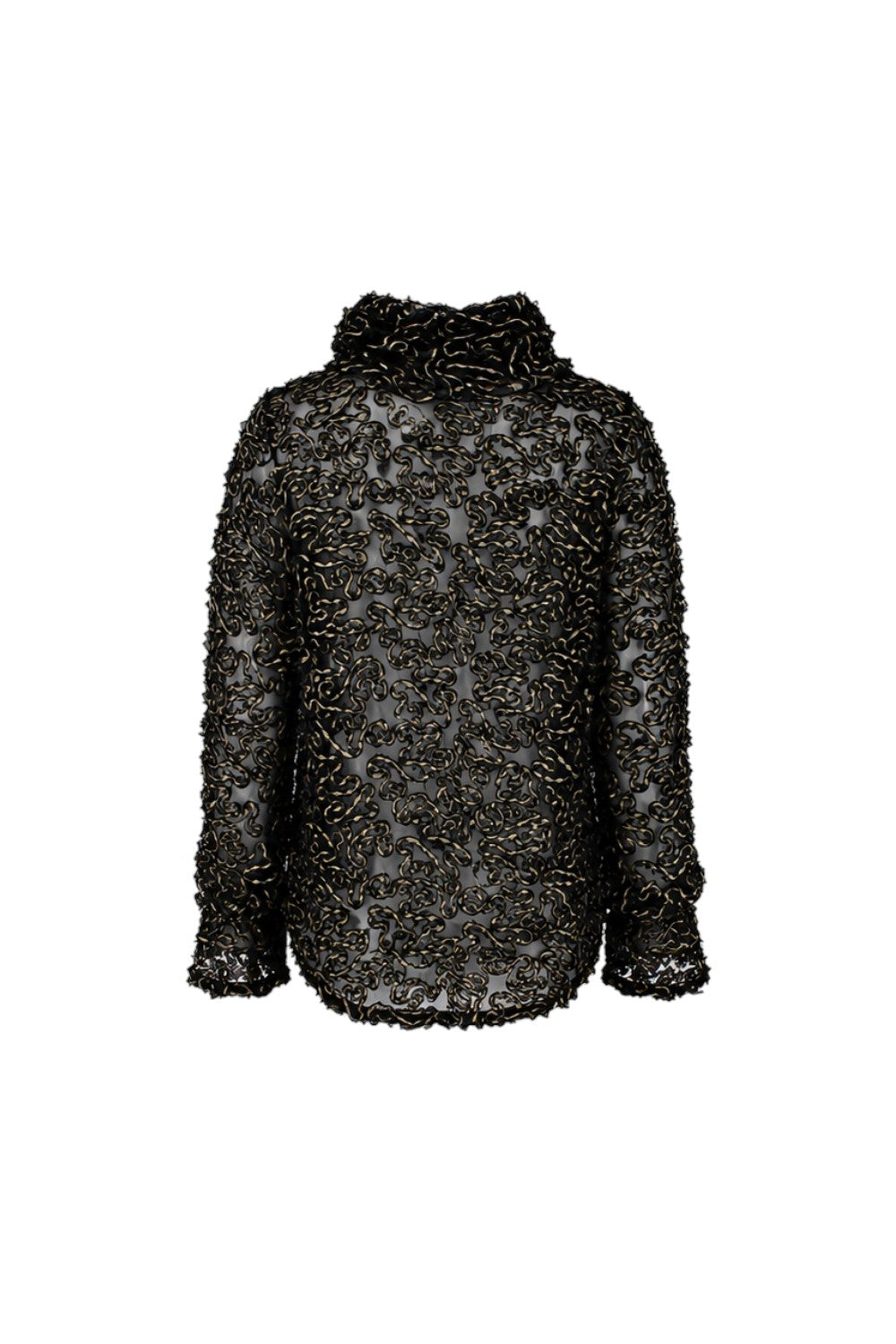 Black textured sweater on a white background