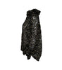 Black textured fabric on a white background