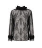 Black lace blouse on a white background