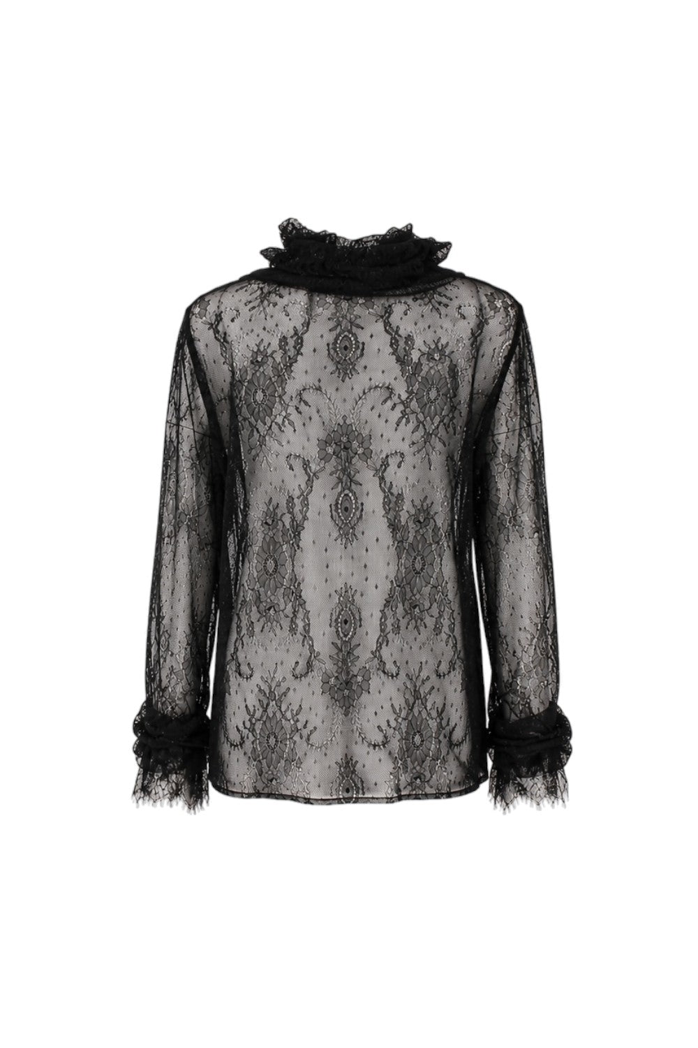 Black lace blouse on a white background