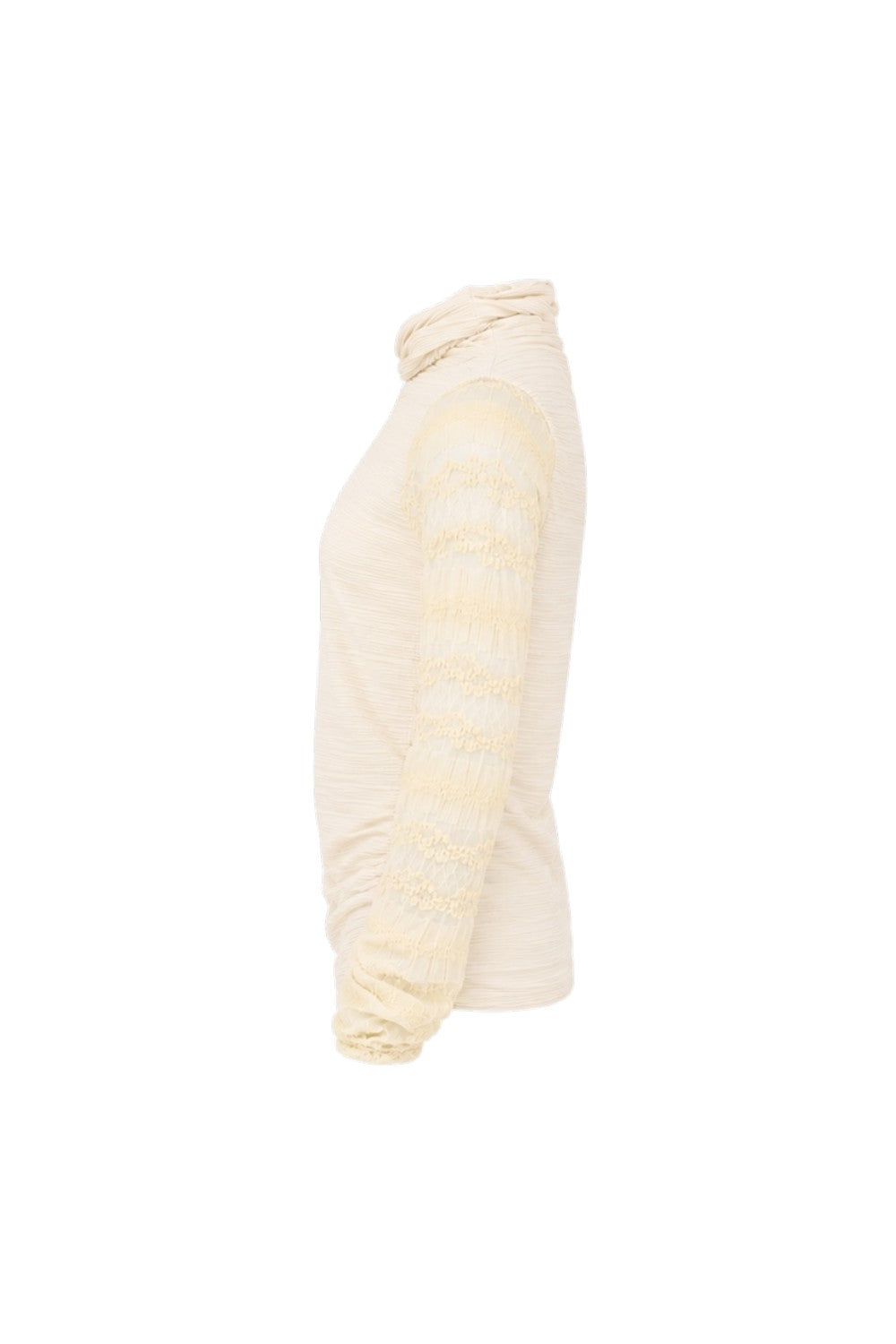 Folded cream-colored fabric on a white background