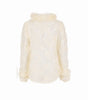 Cream-colored knitted sweater on a white background