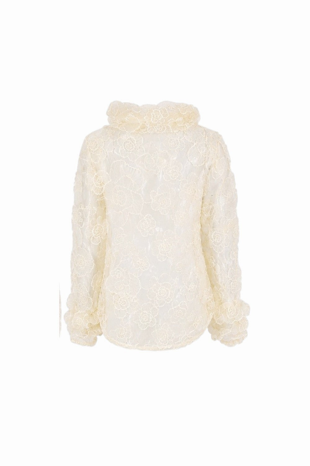 Cream-colored knitted sweater on a white background