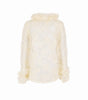 Cream-colored lace top on a white background