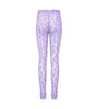 Lavender leggings with a subtle pattern on a white background