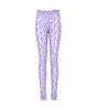 Lavender leggings with a subtle pattern on a white background