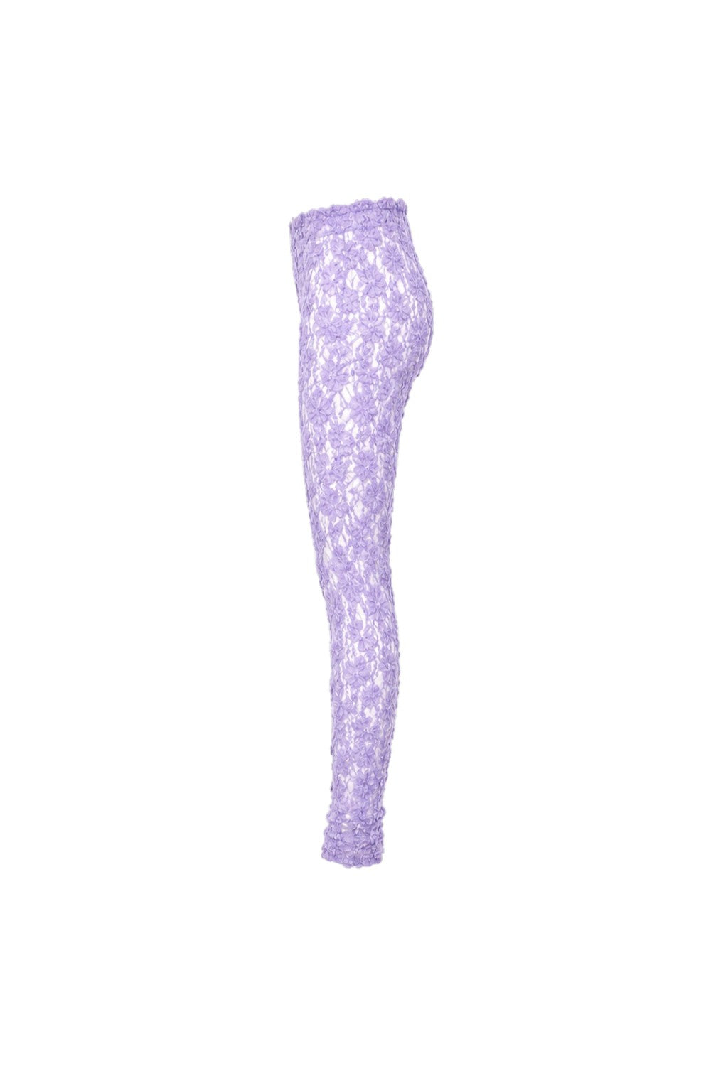 Purple floral-patterned leggings on a white background