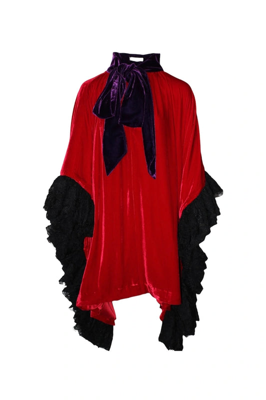 SCARLET VELVET Cape Dress