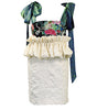 Dress with floral top and ruffled skirt on a white background
