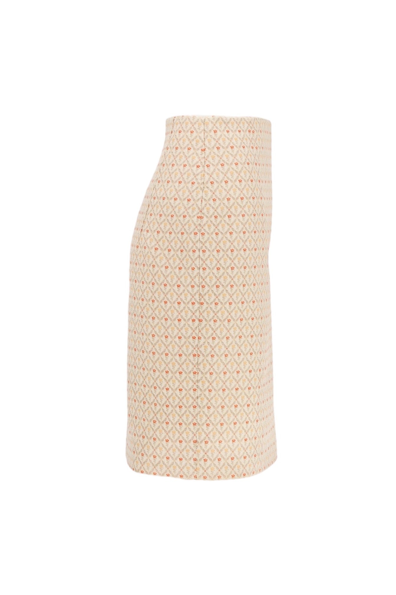 Beige patterned skirt on a white background