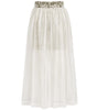 White skirt with a patterned waistband on a white background