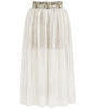 White skirt with a decorative waistband on a white background