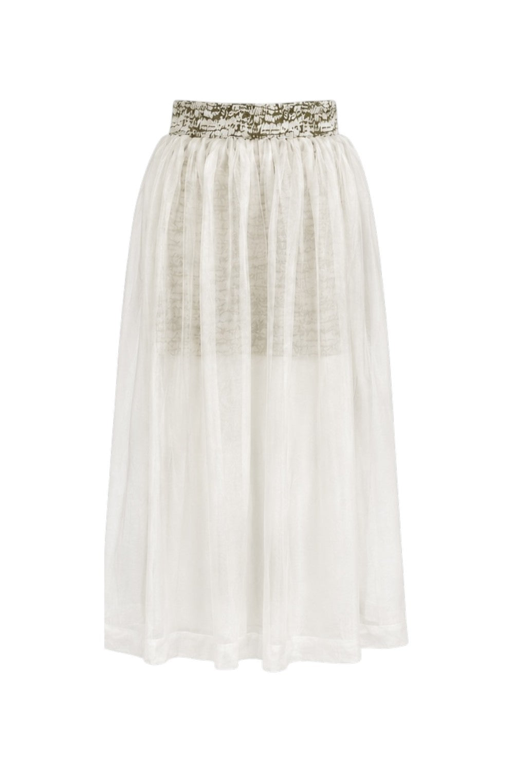 White skirt with a decorative waistband on a white background