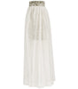 White long dress with a decorative belt on a white background