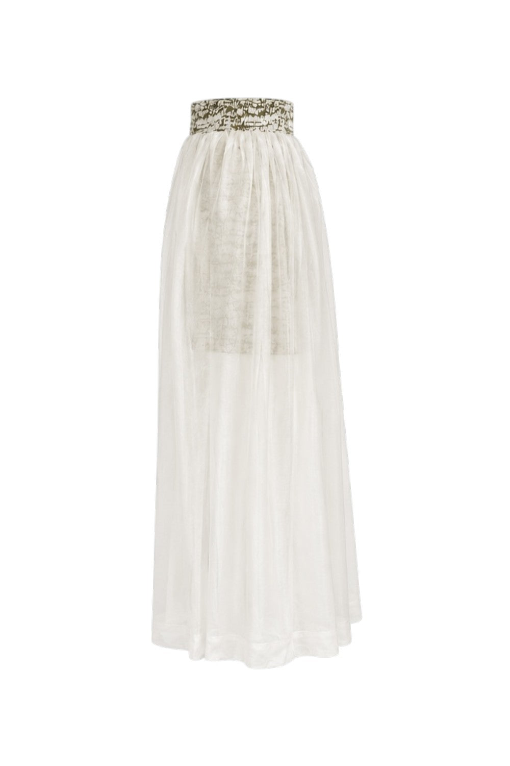 White long dress with a decorative belt on a white background