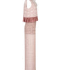 Pink dress with polka dot top and checkered skirt on a white background