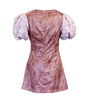 Pink dress with puff sleeves on a white background