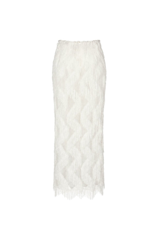 White lace skirt on a white background