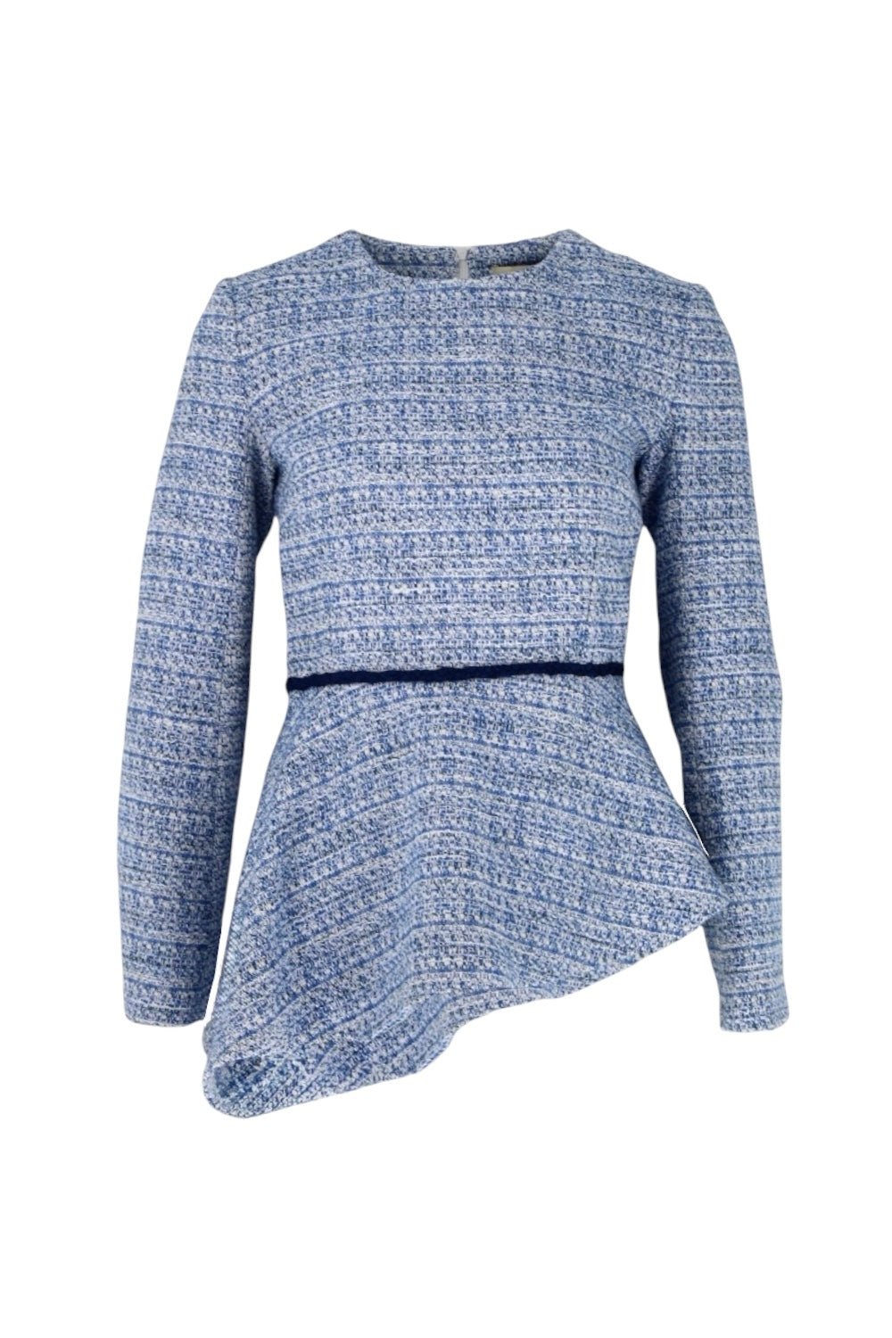 Blue textured sweater on a white background