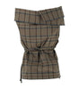 Plaid skirt with ruffled layers on a white background