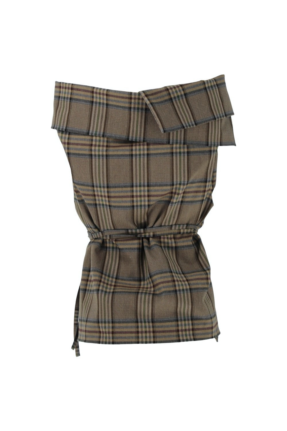 Plaid skirt with ruffled layers on a white background