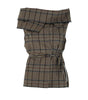 Plaid dress with ruffled top on a white background