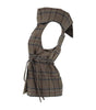 Plaid patterned dress with a hood on a white background