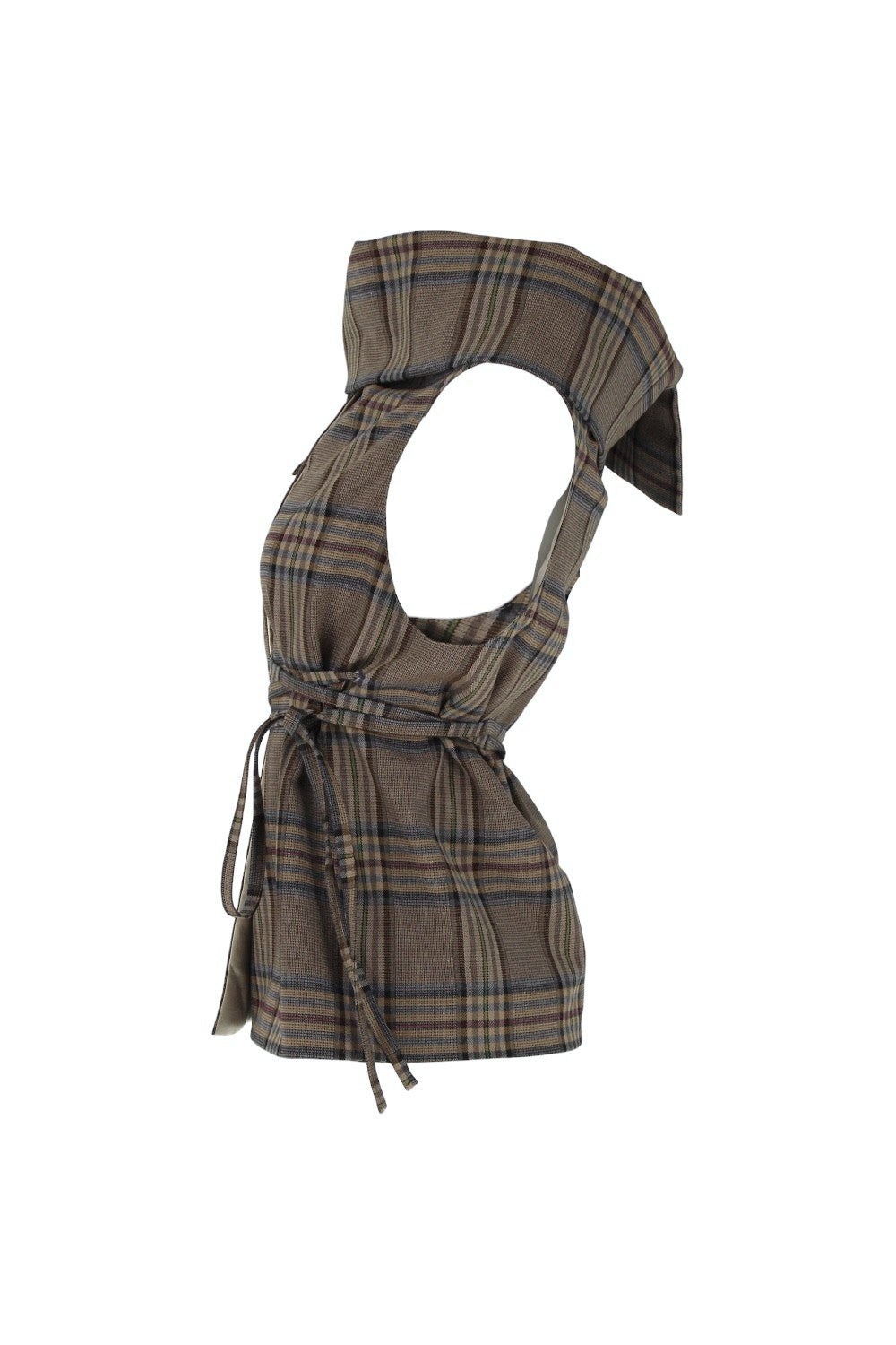 Plaid patterned dress with a hood on a white background