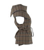 Plaid patterned dress with a hood on a white background