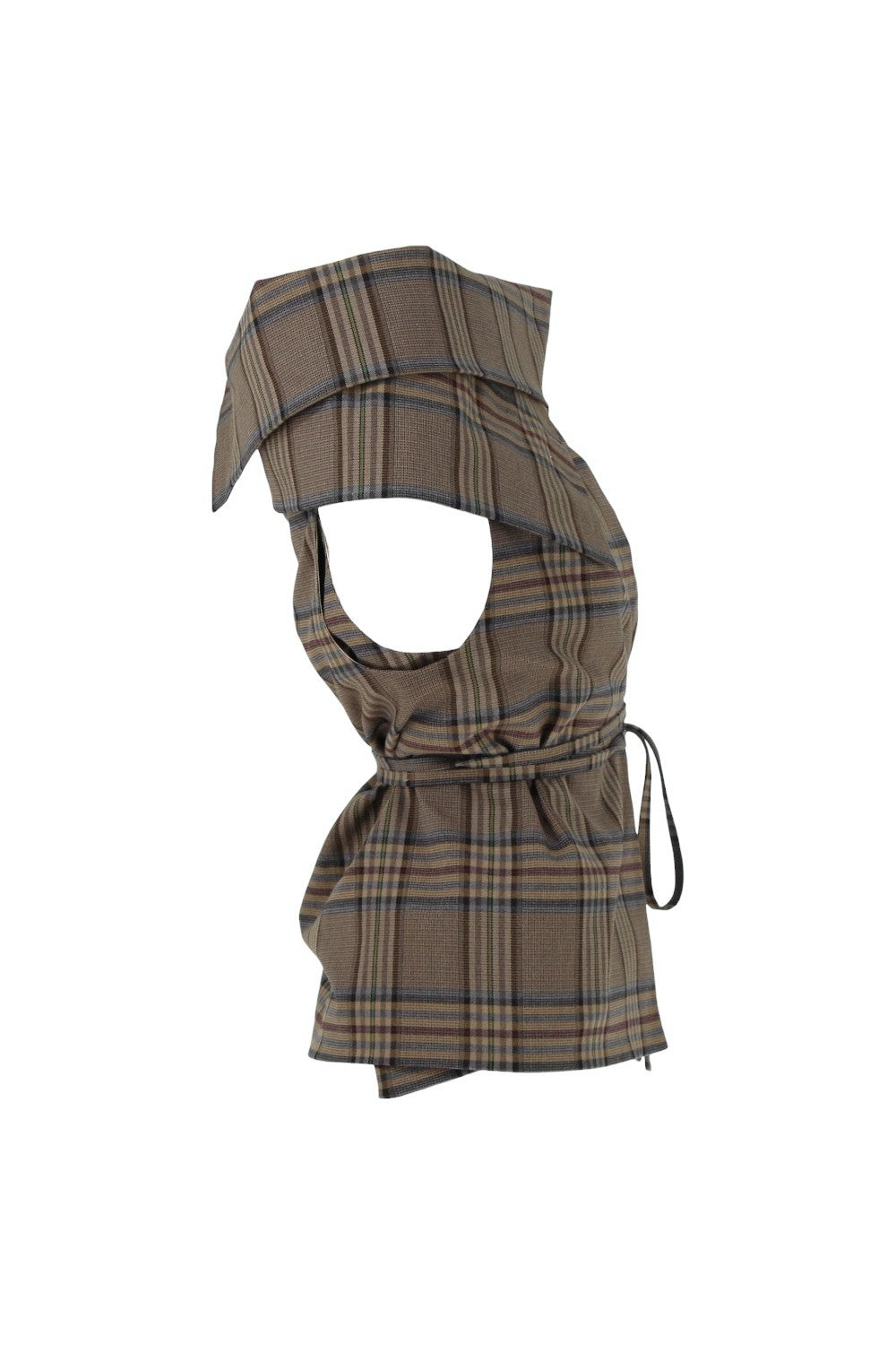 Plaid patterned dress with a hood on a white background