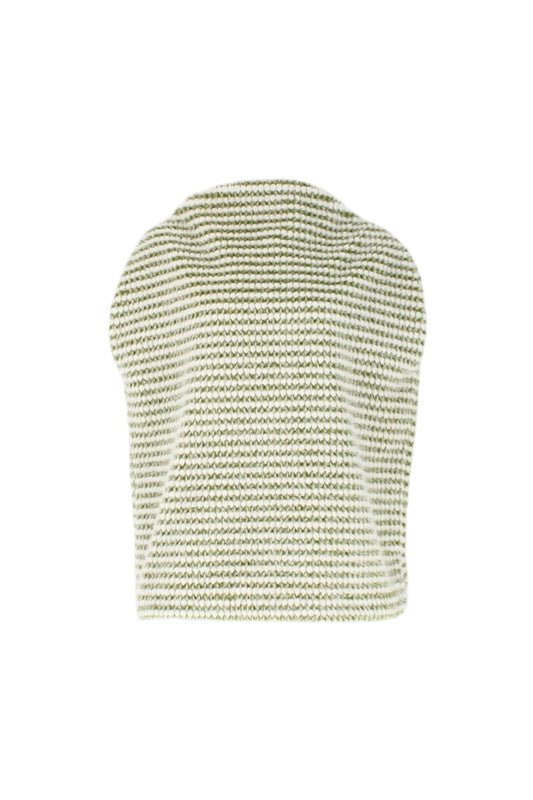 Textured green sleeveless top on a white background